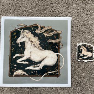 I Dwell in Possibility Emily Dickinson unicorn print sticker by Jessica Roux